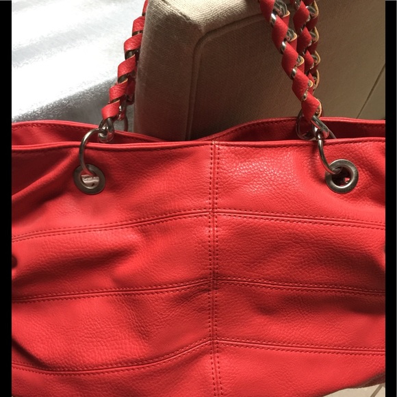 Leather handbag, orange. - Picture 1 of 4